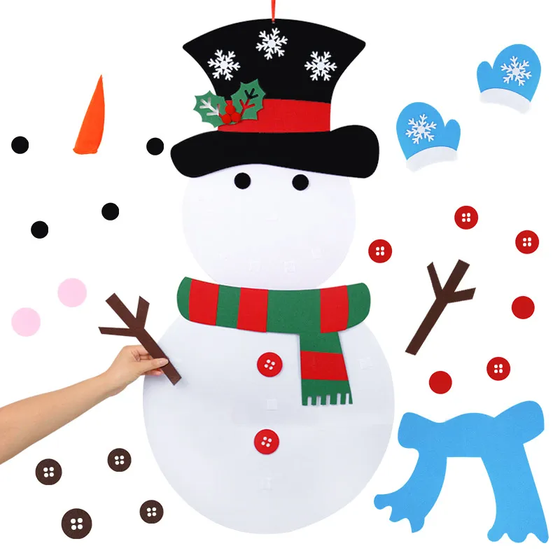 DIY Felt Snowman New Year Kids Gift Toy Merry Christmas Decoraties voor Thuis Muur Opknoping Kerstboom Ornamenten