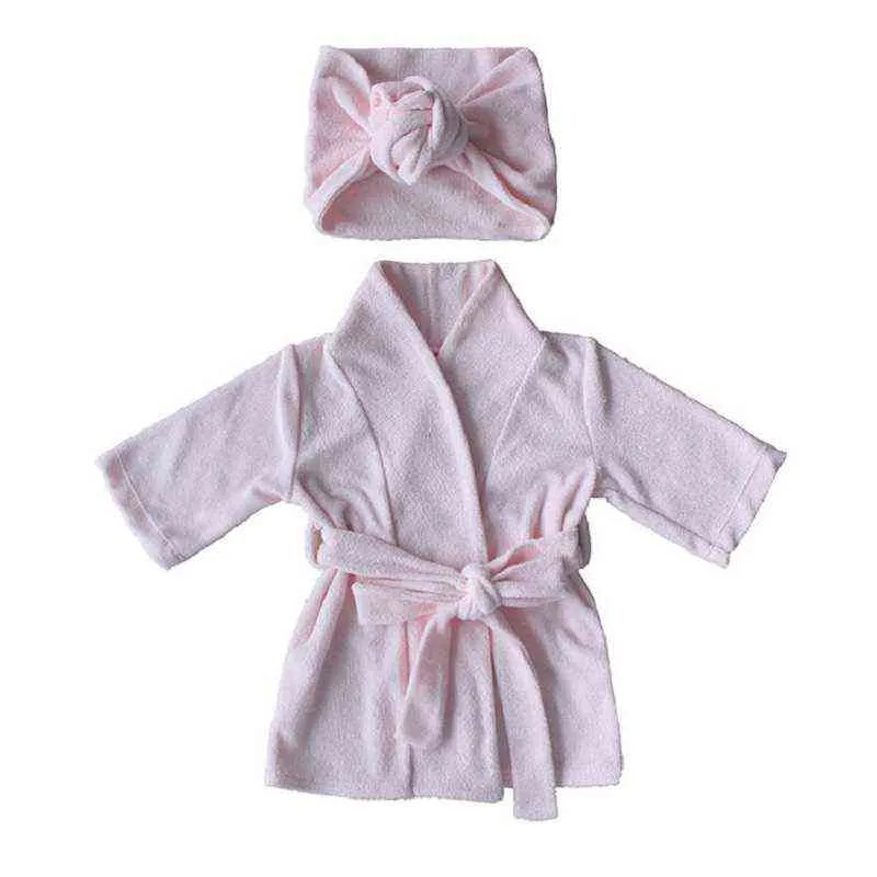 né bébé garçon fille robe ensemble 100% coton éponge éponge infantile peignoir à capuche peignoir avec couvre-chef maison costume 0-2Y 211130