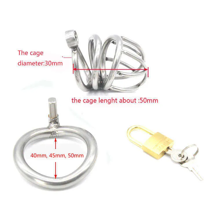 Stainless Steel Small Male Chastity device Adult Cock Cage With Curve Cock Ring Sex Toys Bondage Chastity belt A224-1 P0826