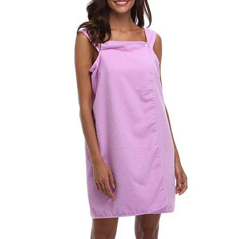 QuickDry Microfiber Beach Handduk Slitbara badhanddukar Robe Soft Button Wrap Kjol för ung tjej Kvinnor Absorberande klänning 210728