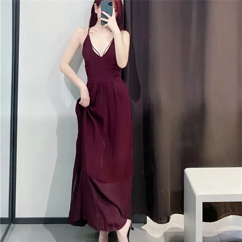 Summer Dress Strappy Long Women Elegant Party Backless Sexy es Ladies Ruched Evening Cocktail es 210519