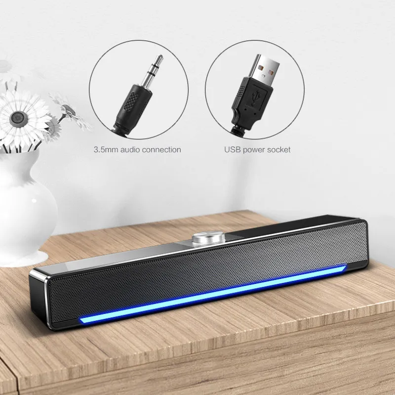 3D Surround Bluetooth-compatible Speaker Wired Computer Speakers Stereo Subwoofer Sound Bar Laptop PC Theater TV Aux 3.5mm