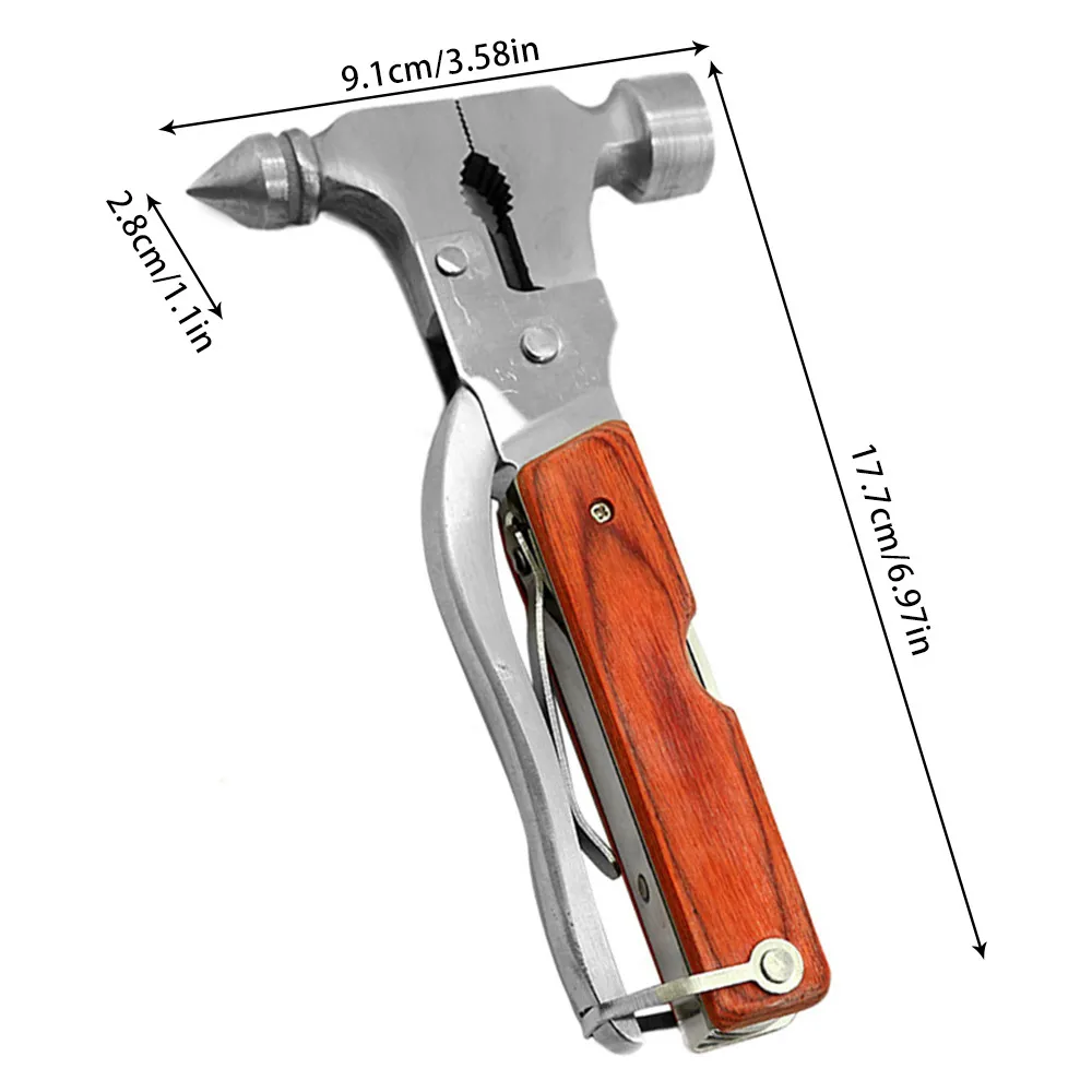 10-i-1 Multitool Hammer Handverktyg inklusive AX Flat Nose Wire Cutter Twiers Kniv Cross Head Skruvmejsel Flasköppnare