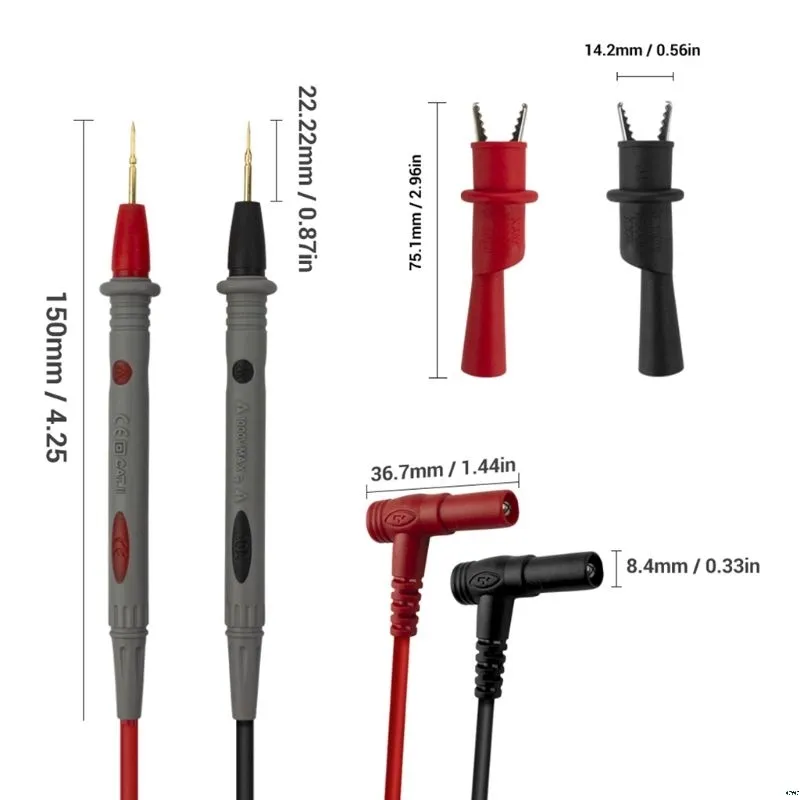 Universal Igle Test Test Lods Pin Multimetr MultiMeter Tester ołowiu Draad Pen z Aligatorem Zestaw klipu 1000V 20A3091117