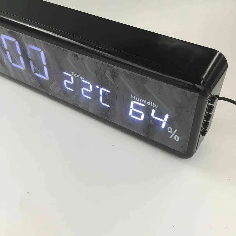 Grand Nombre Grand LCD Numérique Horloge Murale Multi-fonction Électronique Table De Chevet Horloge Bureau Réveil Avec Température Humidité 211112