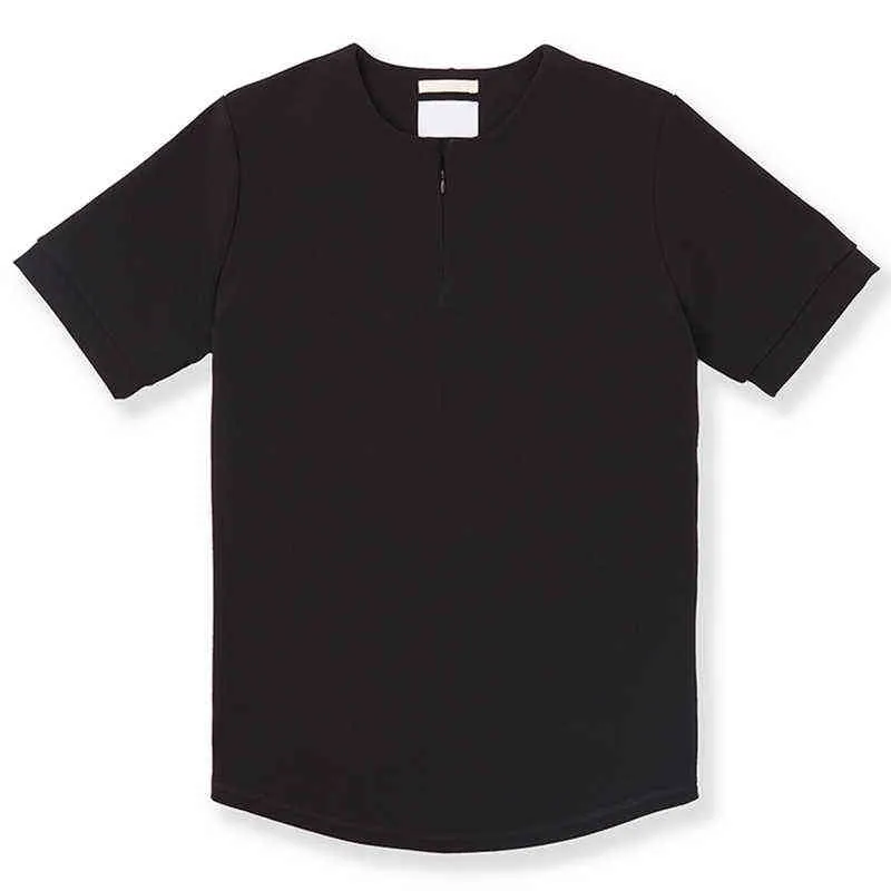 Vêtements pour hommes Basic Vintage manches courtes solide T-shirt hommes décontracté fermeture éclair col rond hauts 2021 été lâche mode T-shirt G1222