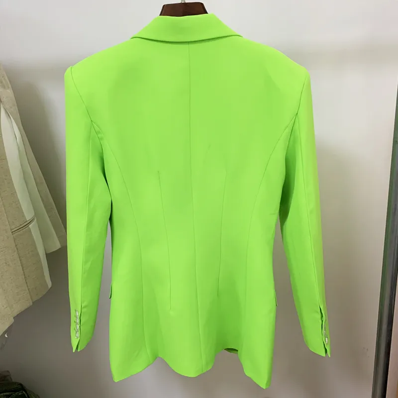 Giacca da donna HIGH STREET est Elegante giacca da donna con spalla extra a bottone singolo lungo verde fluo