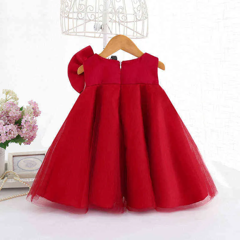 Bébé filles dentelle arc robe de baptême nouveau-né princesse anniversaire Custume sans manches Tutu enfant en bas âge baptême enfants robes pour les filles G1129