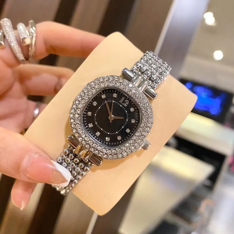 Moda luksusowe złoto zegarki dla kobiet zegarki damskie damskie na rękę ze stali nierog nierdzewnej lodowane diamenty słynne marki bransoletki clock2732