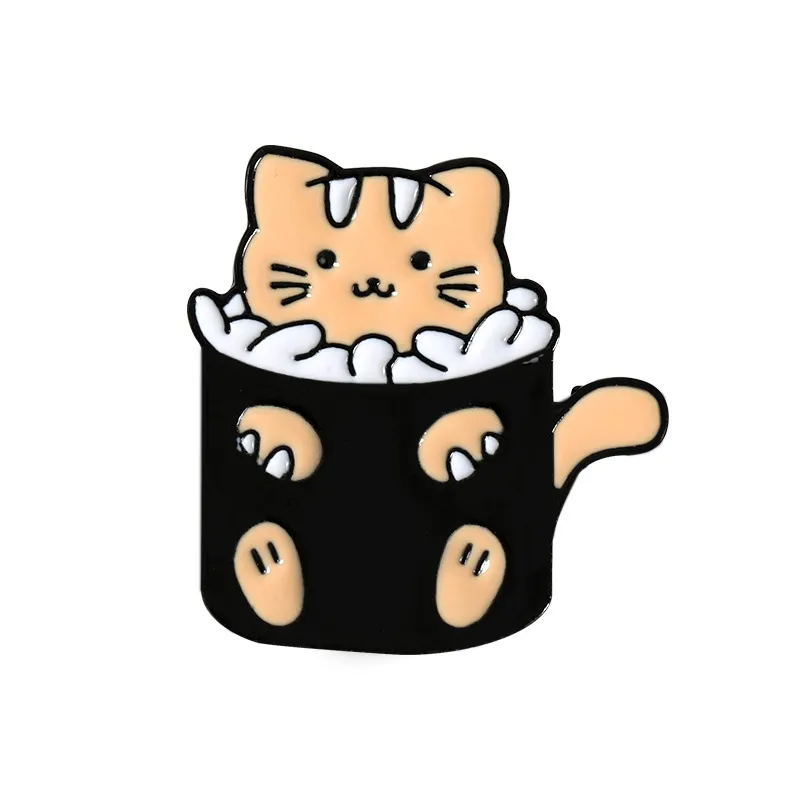 Caricature de bande dessinée de chat de chat broches broches mignonnes épingles de peinture en alliage de tasse animale mignonne pour jupe de sac à dos de cow-boy unisexe