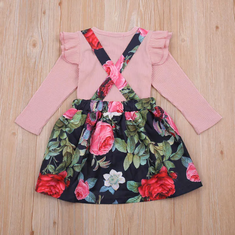 Baby Mädchen Kleidung Sets Winter Herbst Outfit Langarm + Blumenband Kleid Nette Kinder Kinder Kleidung Anzug 210611