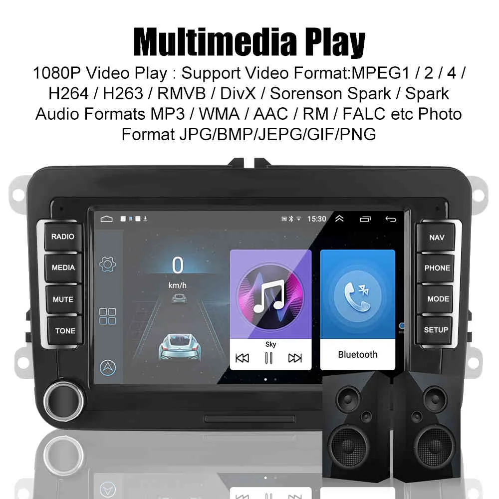 Auto Radio Android 10 1 Multimedia Speler 1G 16G 7 Inch Voor Vw Volkswagen Seat Skoda Golf passat 2 Din Bluetooth Wifi GPS270B