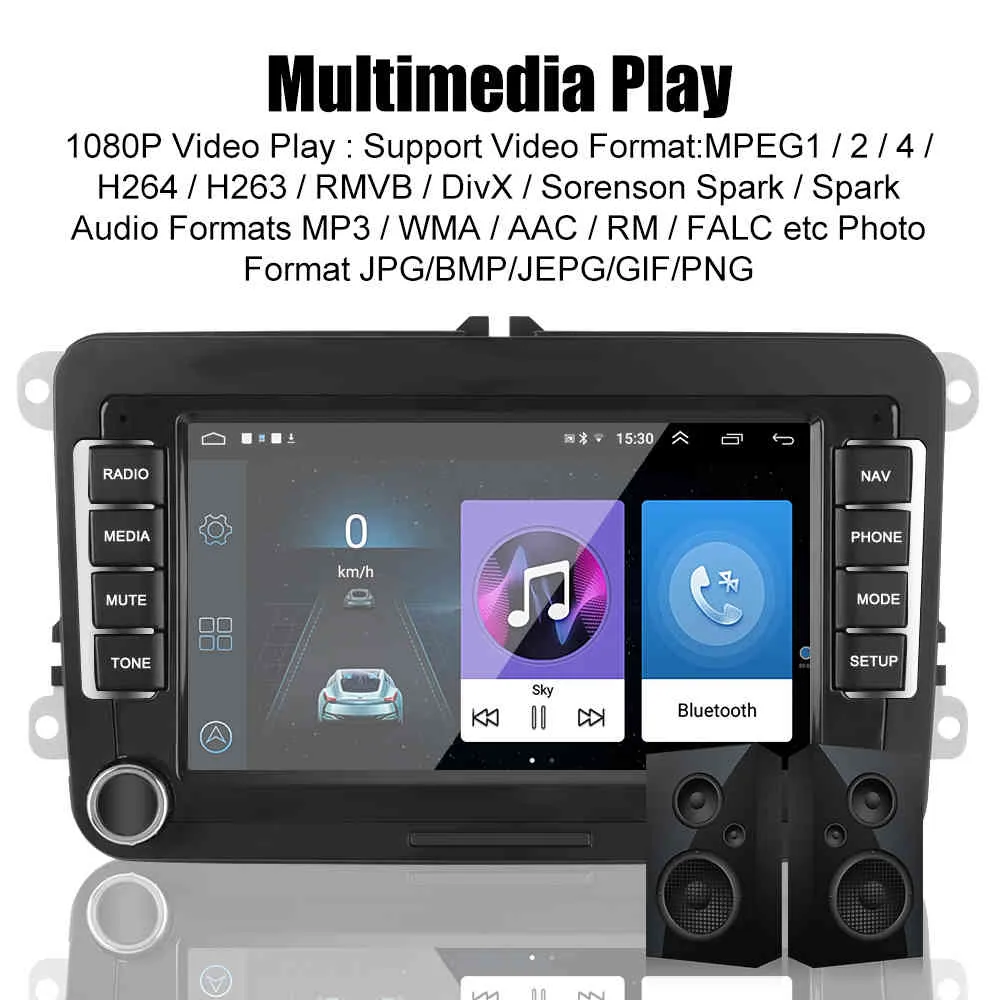 Bilradio Android 101 Multimedia Player 1G16G 7 tum för VWVolkswagen Seat Skoda Golf Passat 2 Din Bluetooth WiFi GPS8691570
