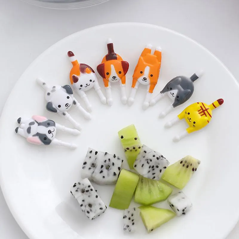 Forks 6-Animal Fruit Grade Mini Cartoon Crianças Bolo Bolo Bento Acessórios para Almoço Decoração de Festa298p