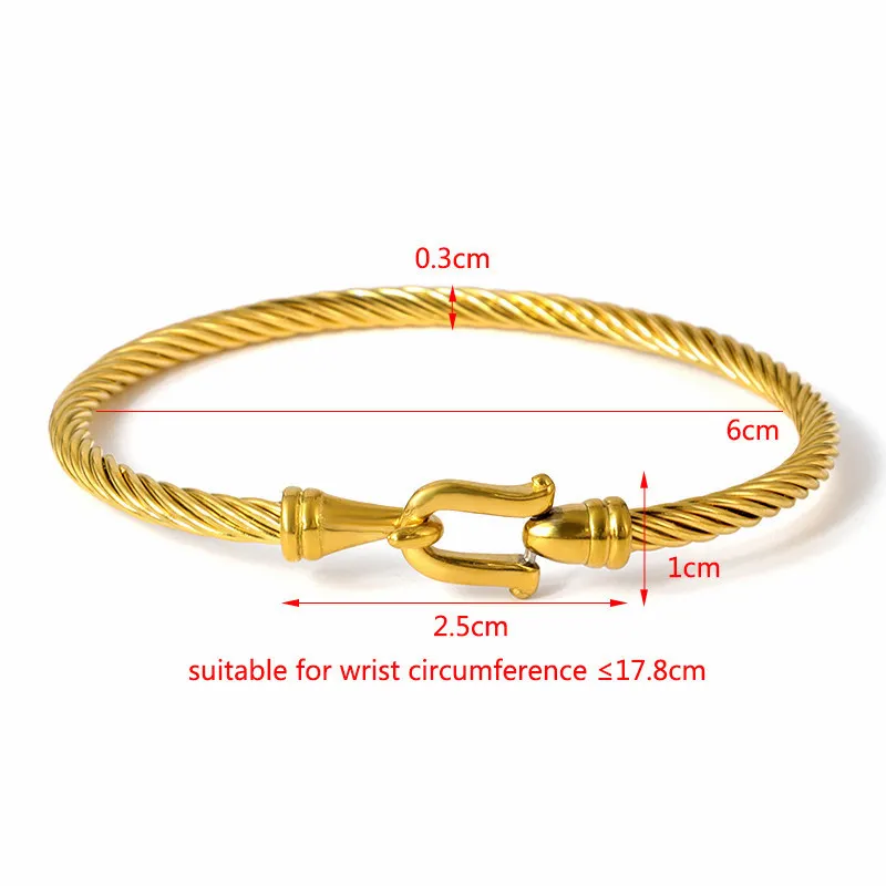 Stainless Steel Wire Fine Bracelets for Women Gold Color Bangles 316L Jewelry