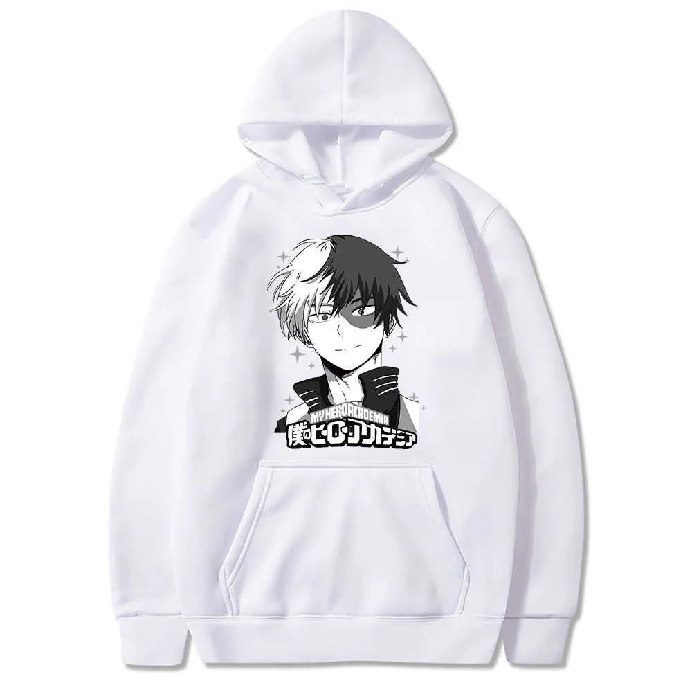 Janpanese Anime My Hero Academia Shoto Todoroki Bedrucktes langärmeliges Kapuzenpullover-Sweatshirt-Oberteil Y0803