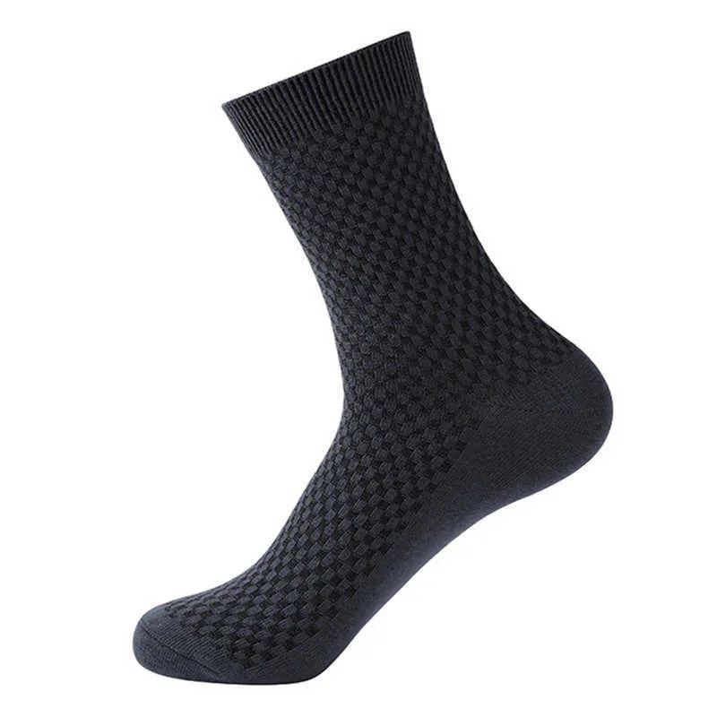 Ranmo Hommes Confortables Respirant Chaussettes d'affaires Casual Fibre de Bambou Couleur Unie Doux Toutes Saisons Chaussettes X0710