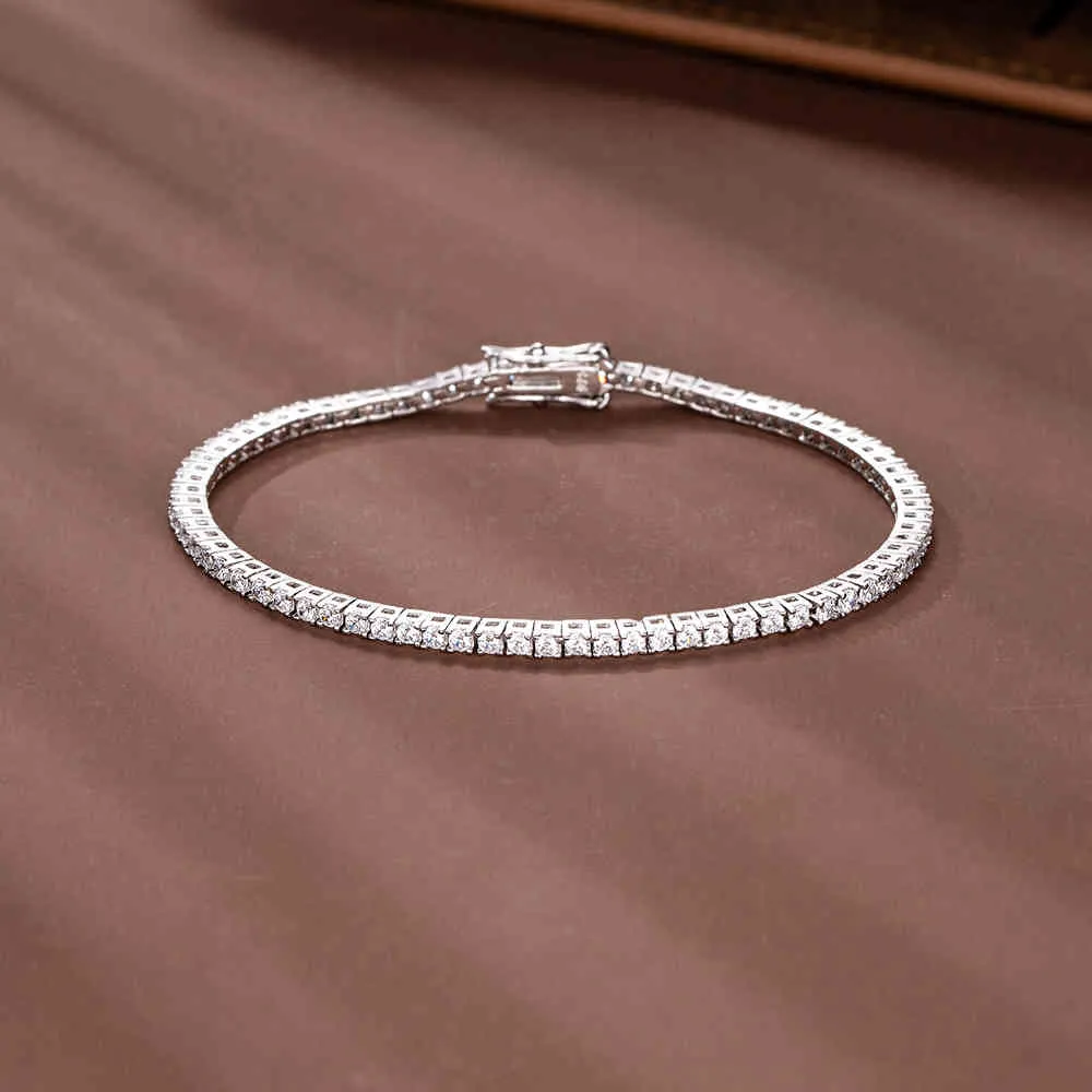 リアル925クラシック15-21cmテニスブレスレットジュエリー2mm 3mm 4mm 5a Zironia Eternal Wedding Luxury Sterling Silver Bracelet288s