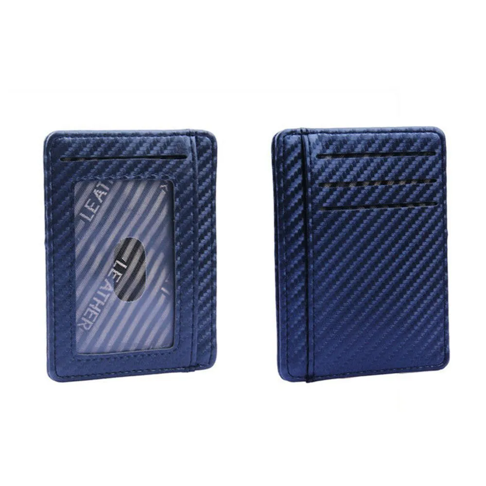 Slim Carbon Fiber Leather Mens plånbokskorthållare svart blå brun lyxdesigner pengar telefon mynt väska291o2256376