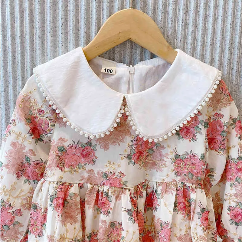 Mode Style filles robe automne vêtements pour enfants coréen bébé fille princesse fleur à manches longues 210515