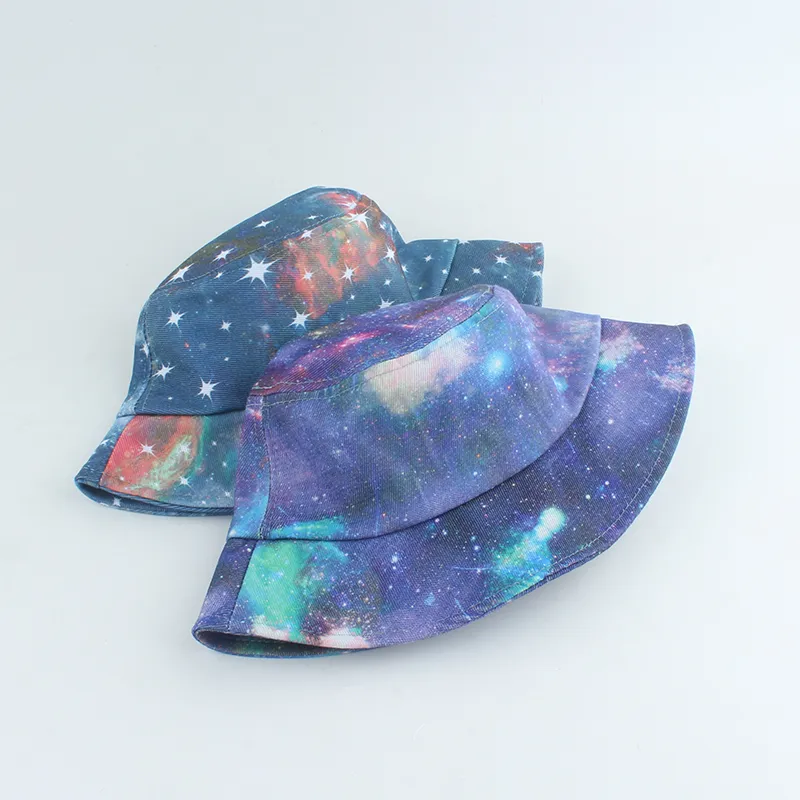 Chapeaux seau imprimés galaxie et étoiles pour femmes et hommes, Panama, Protection solaire d'été, Bob, casquette de pêche, 2021, 1207710