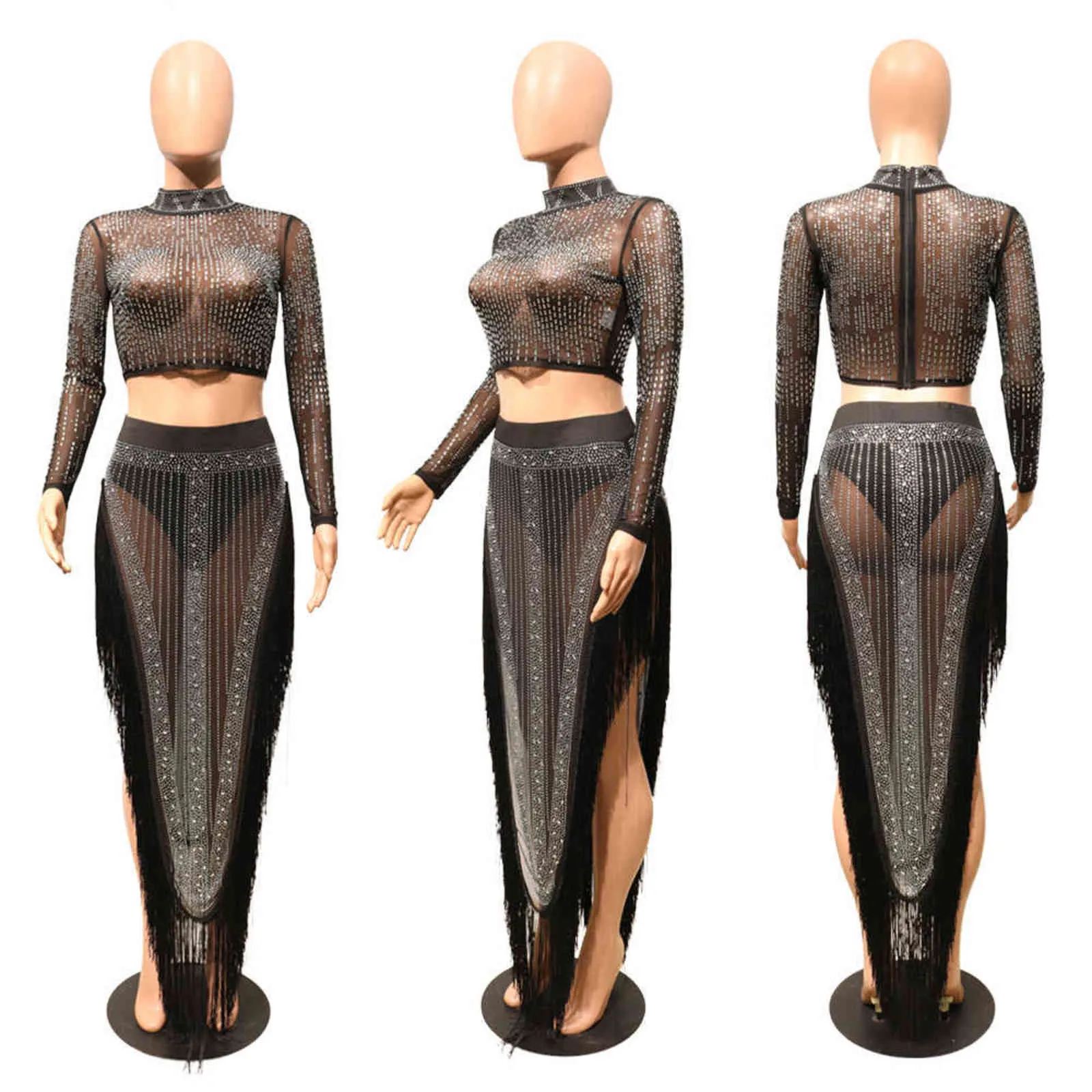 2 pièces ensembles pour femmes haut et jupe longue été automne Dashiki manches africaines deux tenues vêtements africains 211115