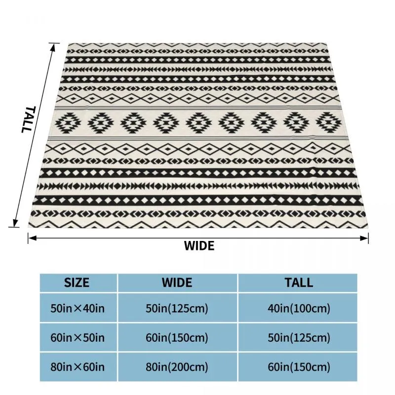 Couvertures Boho Aztec Noir sur crème Motifs mélangés Couverture Flanelle Décoration Super Chaud Jeter pour lit Canapé Peluche Mince Quilt257f