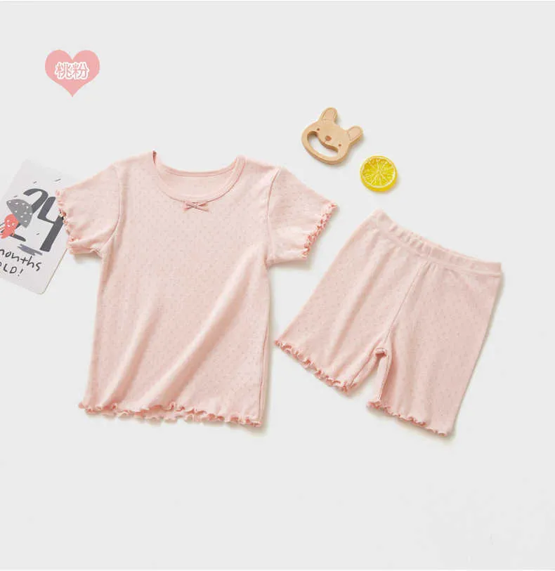 Kinder Kinder Pyjamas Mädchen Baumwolle Kleinkind PJS Sommer T-shirt und Hosen Lounge Anzüge Sets Nachtwäsche Nachtwäsche 210908