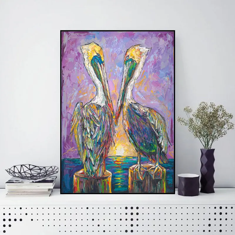 Tuval sanat yağlı boya kuşları deniz kenarında duvara sanatta baskı resimleri oturma odası için basılı resimler boyama hayvan sanatı ev dekor2124364