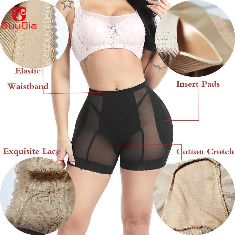 GUUDIA Mutandine contenitive imbottite da donna Enhancer Butt Lifter Body Shaper Sexy Mesh Shapewear Hip Pads Panty Shapers