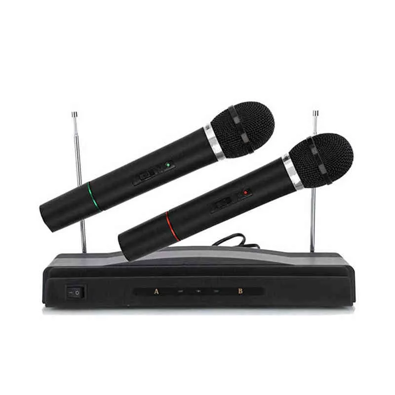 AT306 Profesyonel Karaoke Çift Kablosuz El Mikrofon Sistemi Ev KTV W2203141044564