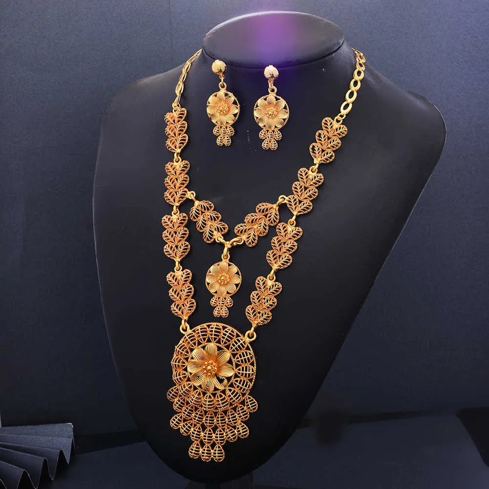 Wando 24K Vintage Afraic Gold Farbe Großes Schmuck-Set Für Frauen Afrikanische Braut Hochzeit Geschenke Mode Schmuck Beste Geschenk h1022