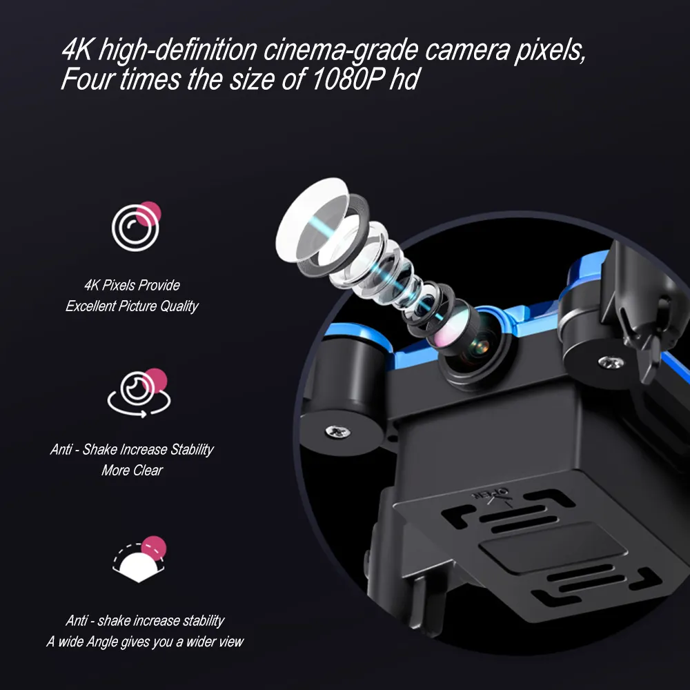 Drone de almacenamiento plegable 50x Zoom 4k Profesional Mini Quadcopter con cámara Pequeño UAV Pografía aérea HD Drones Smart Hover Long Sta8764116