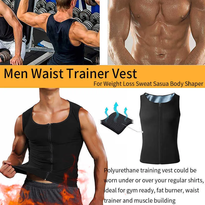 Taillentrainer, Schweißweste für Herren, Kompressionskorsett, schlankmachender Body Shaper, Sauna-Tank-Top, Trainingsshirt, Faja Shapewear