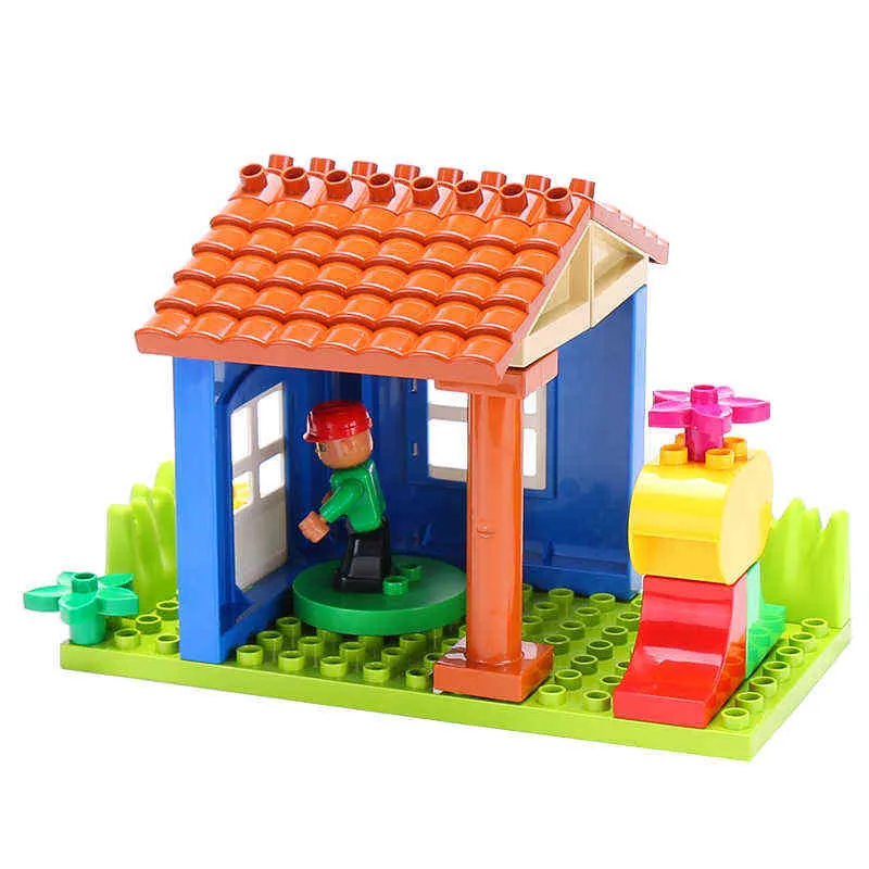 Ensemble d'accessoires d'assemblage de grosses particules gros blocs de construction bricolage jouets créativité Compatible avec la construction de maison de toit Duplo Y1130