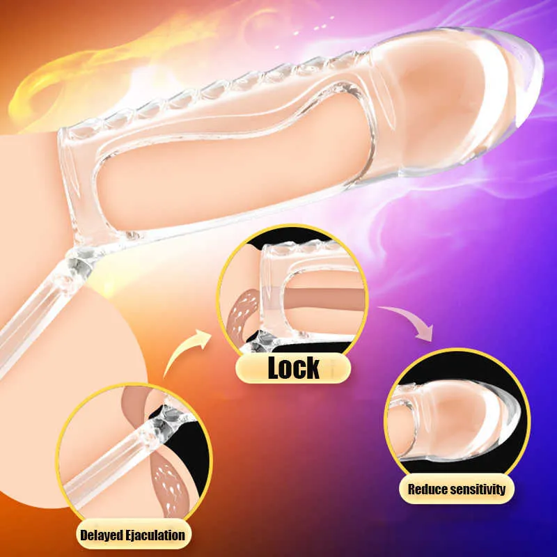 Massage Items Crystal Cockring Herbruikbare speelgoed Siliconen Penis Sleeve Uitbreiding Uitbreiding Vertraging Ejaculatie Speeltjes Voor Mannen Mannelijke S251S