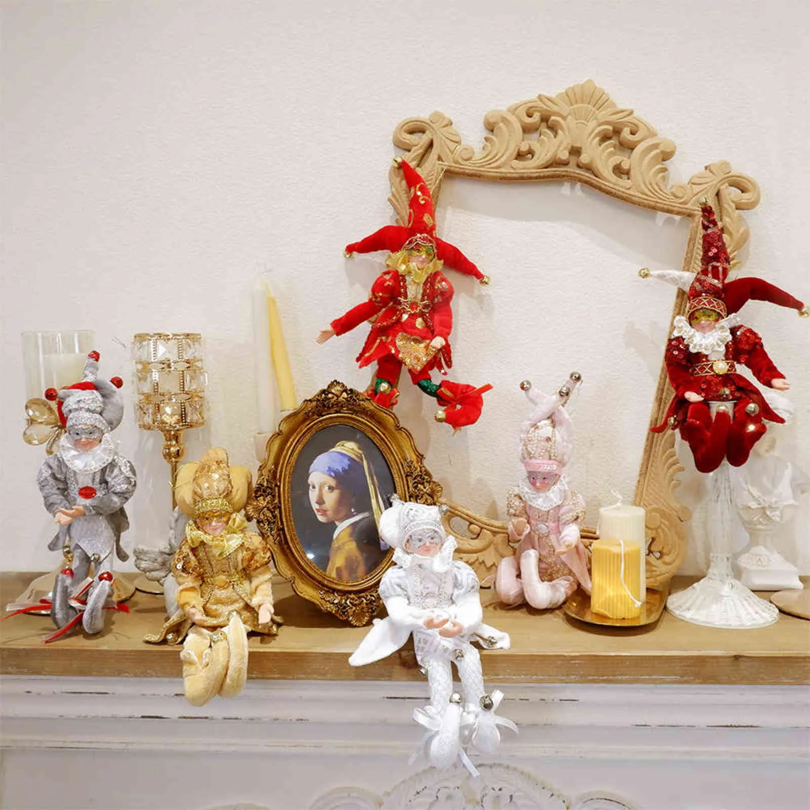 アブクシスマクリスマスの装飾手作りぶら下げ座っているエルフのおもちゃのぬいぐるみクリスマスツリーぶら下げ飾りクリスマスプレゼントイヤー装飾211122