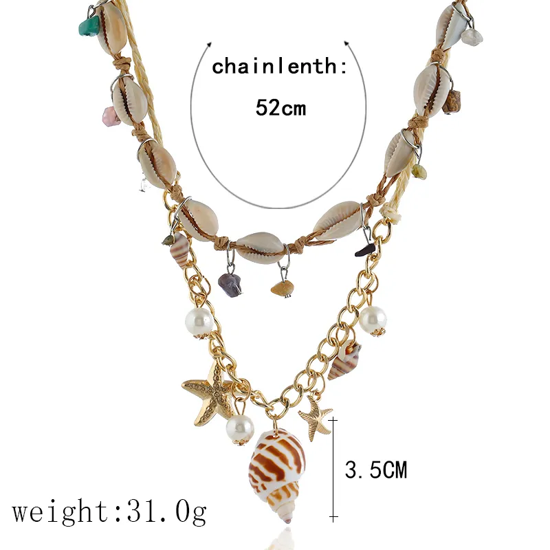 Bohème été plage pendentif coquillages naturels perle breloque chaîne collier Boho à la main à la mode coquillage bijoux