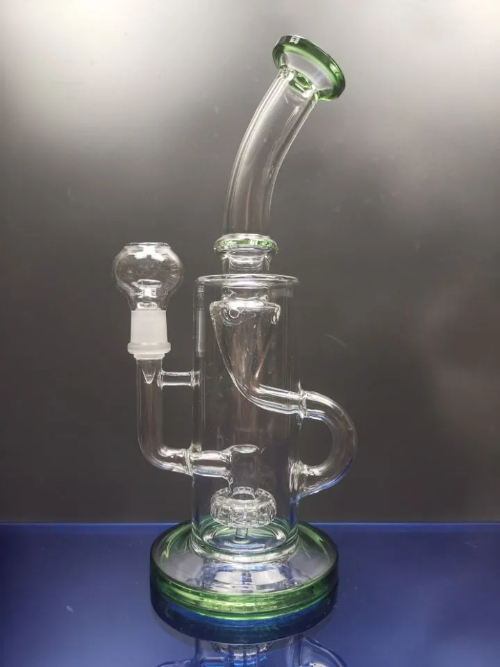 High quality dab rig hookahs recycler bong water pipe green and all clear male joint size 14.4mm zeusartshop