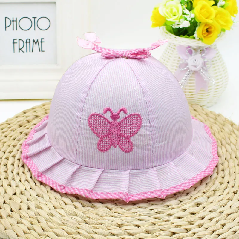 2020 Bahar Yeni Çizgili Kelebek Havzası Şapka Fill Prenses Şapka Bebek Güneş Kremi Şapka GC124