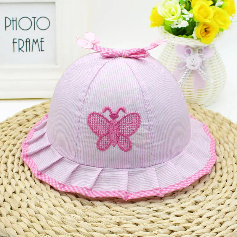 2020 spring new striped butterfly basin hat frill Princess Hat Baby sunscreen hat GC124