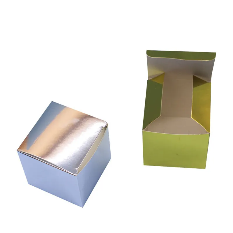 / parti 3x3x3cm guld silverfoliepapper förpackningslåda torget mini papperslåda godis chokladlåda grossist