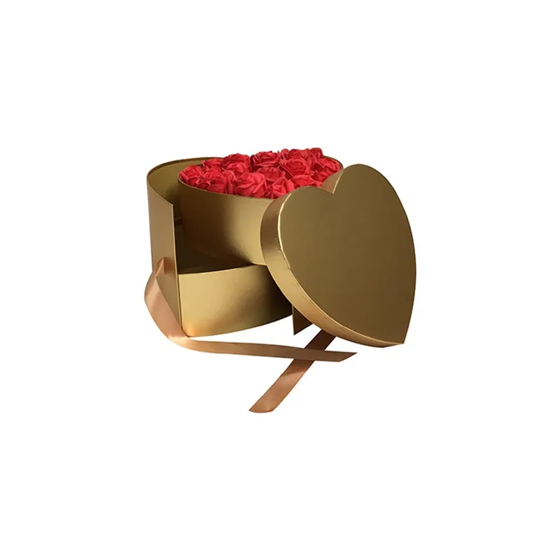 2021 Coeur en forme de double couche rotation fleur chocolat boîte-cadeau bricolage fête de mariage décor Saint-Valentin fleur emballage cas 706 V2220Y