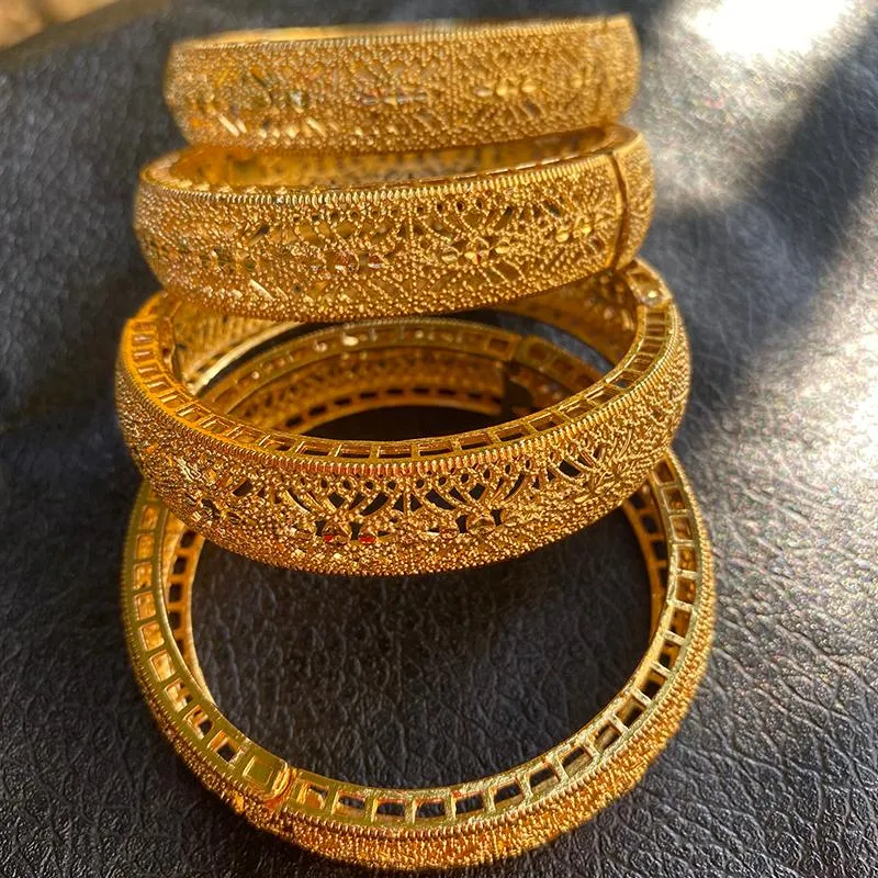 Bangle Pulseiras Etíopes Habesha 24k Cor de Ouro Saudita Árabe Dubai Pulseiras Para Mulheres Jóias de Casamento Presentes Africanos257J