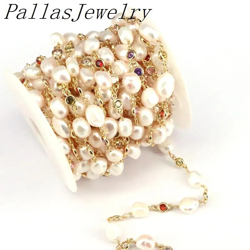 Mètres est les perles de chapelet d'or coloré de perle en eau douce et coule pour les chaînes de bracelet de collier 1941