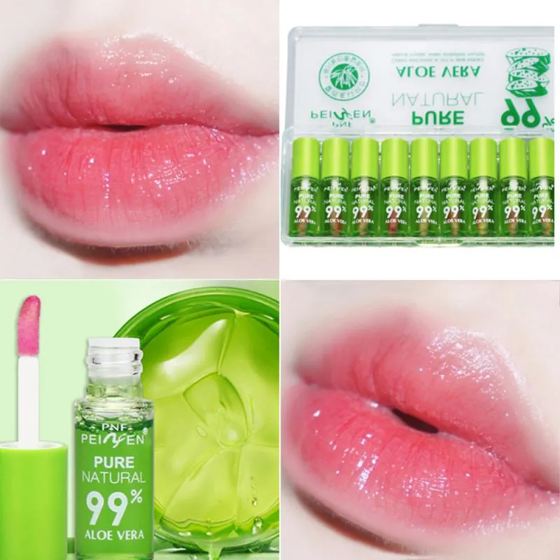 Natural aloe vera matizado brilho labial mudança de cor hidratante batom líquido longa duração lábios maquiagem cosméticos2249691