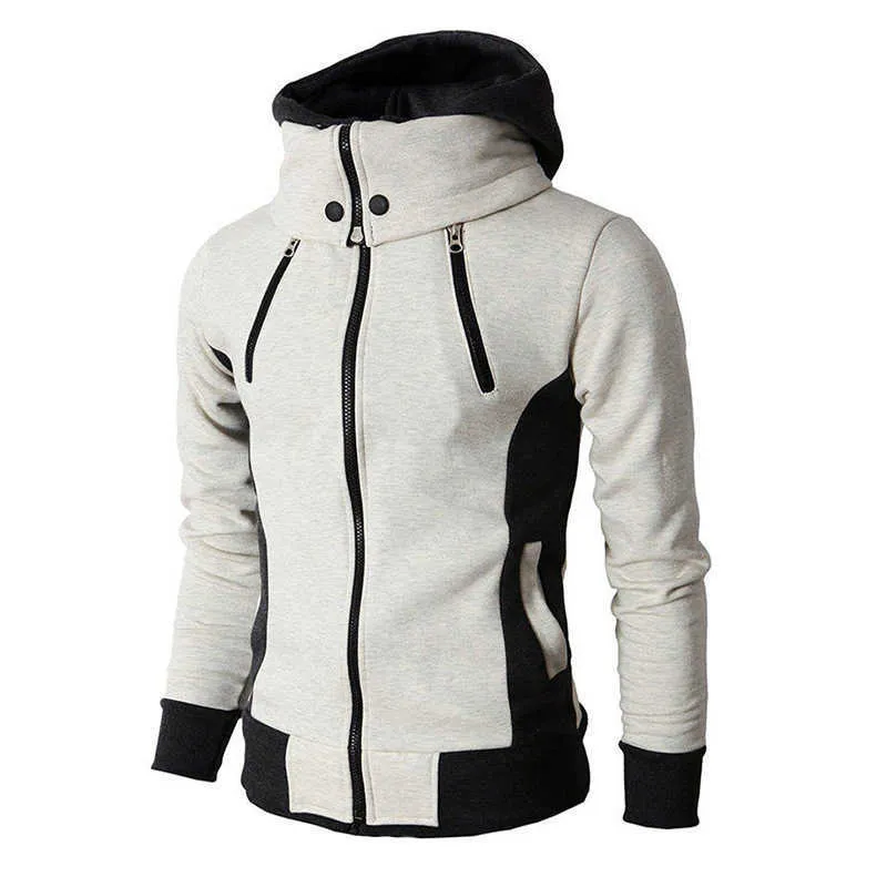 Zipper Männer Jacken Herbst Winter Casual Fleece Mäntel Bomber Jacke Schal Kragen Mode Mit Kapuze Männliche Outwear Slim Fit Hoody 210928