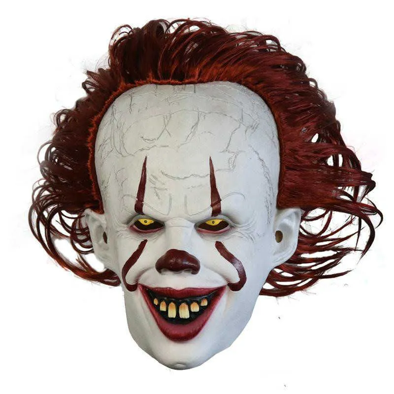 Movie s It 2 Cosplay Pennywise Clown Joker Maschera Tim Curry Maschera Cosplay Puntelli feste di Halloween Maschera LED Maschere in maschera intera f234K