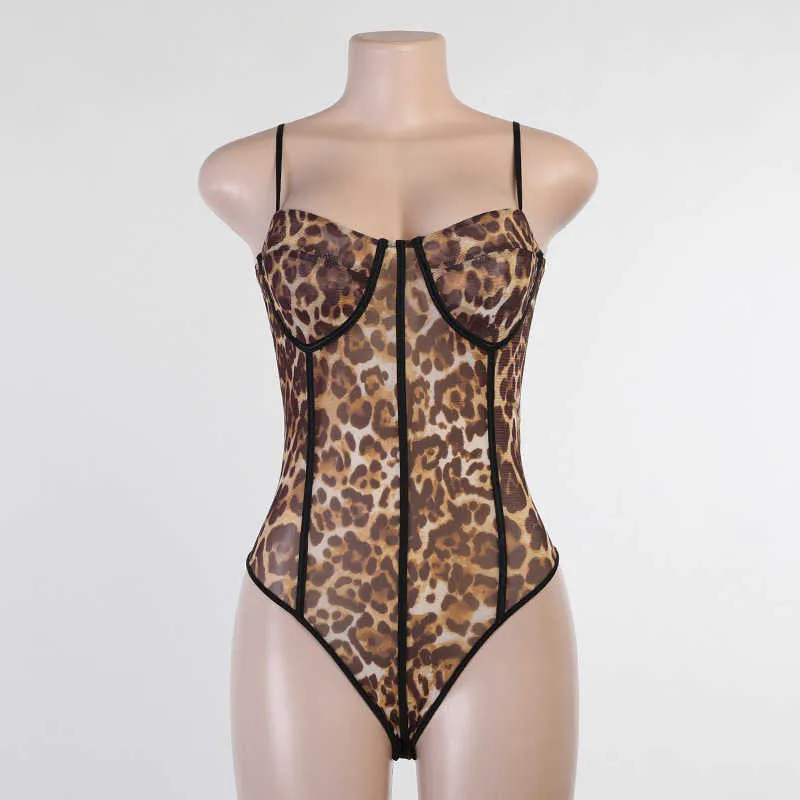 Colysmo Leopard Print Pagliaccetto Patchwork Regolabile Cinturino spaghetti senza maniche Backless Skinny Body Top Donna Casual 210527