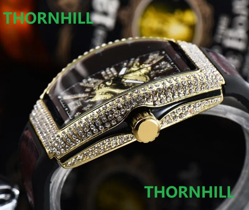 Drachenskelett Designeruhren Regenbogenring Diamanten Herren Damen Armbanduhren Quarzwerk Herrenuhr220I